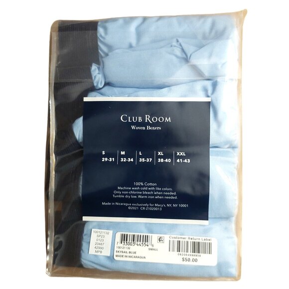 Club Room Men's Blue Woven Cotton Tagless Two 4-Pack Bundle Underwear Boxers Sm - Picture 5 of 7